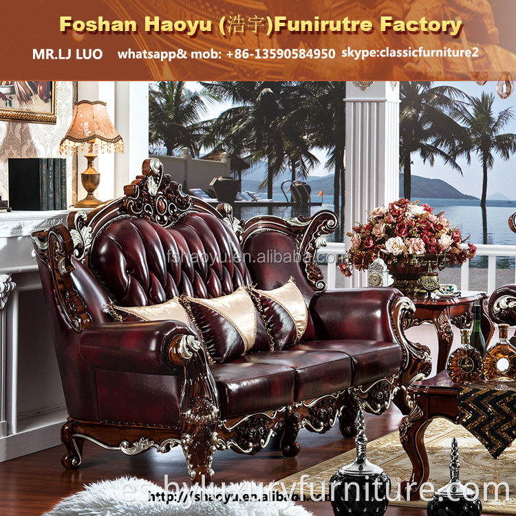 Sofá de cuero genuino Royal Dubai, muebles para el hogar, sofá árabe, conjunto de madera antigua, sofá seccional de estilo europeo, 1 Juego de 25-30 días